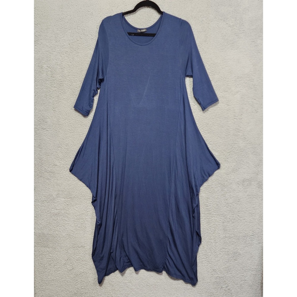 Made in Italy Womens Navy Blue Dress Boho‎ Viscose Maxi